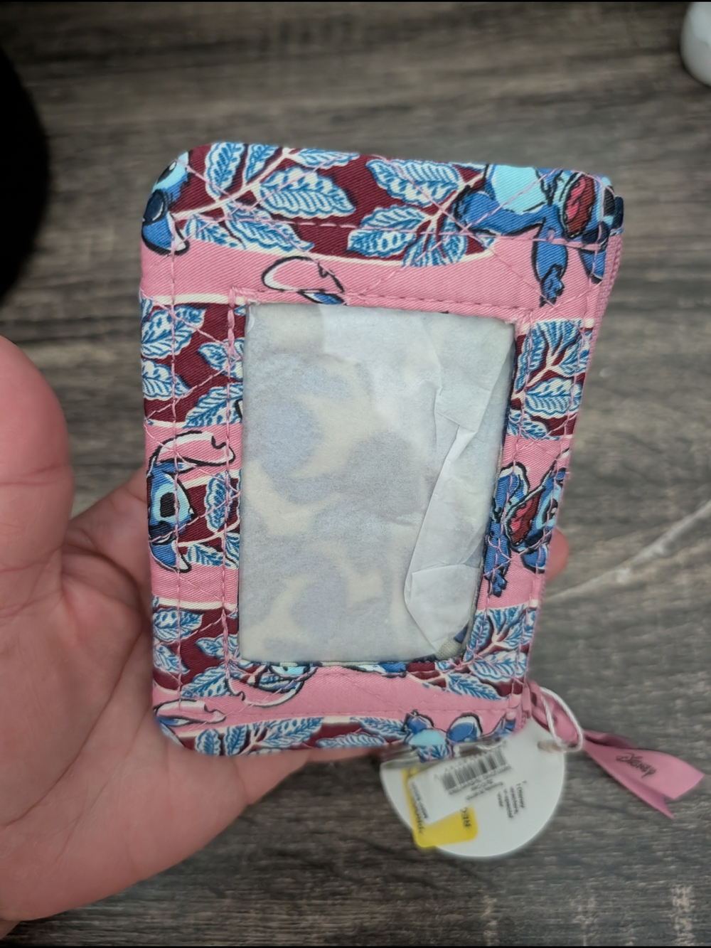 Vera Bradley Pink Blue Stitch Pattern Key & Card Holder - Picture 2 of 4